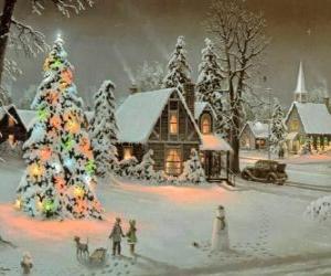 yapboz Town tamamen kar-Noel sezonunda kapalı